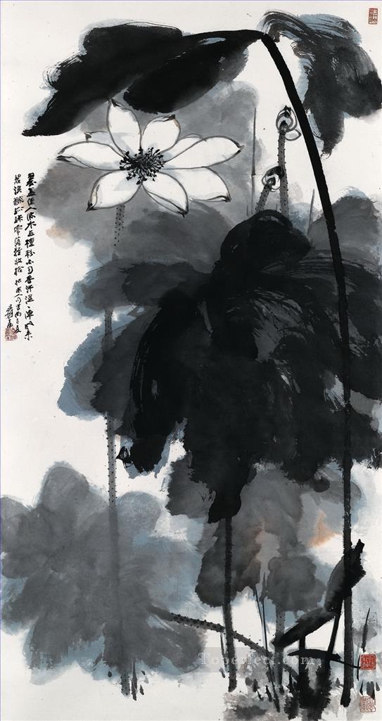 Chang dai chien ロータス 5 繁体字中国語油絵